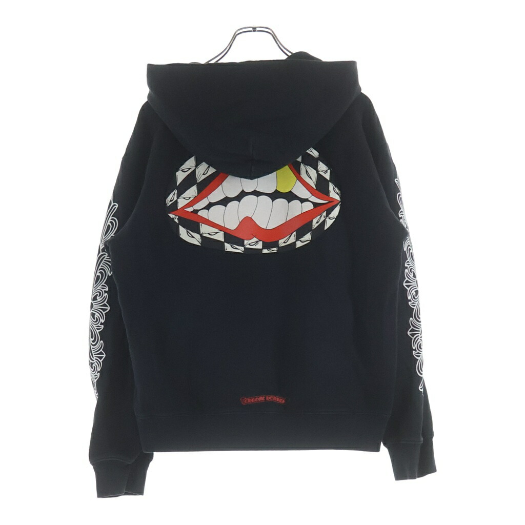 CHROME HEARTS(クロムハーツ) 大いさ:L ×MATTY BOY 99 Eyes Chomper SWTSHRT PLVR マッティボーイ 99アイズ 袖フローラル ティーシャツパーカー【中古】【座標軸B】【色合い黒いこと】【取りまわしバス発着場BRING福岡天神店】