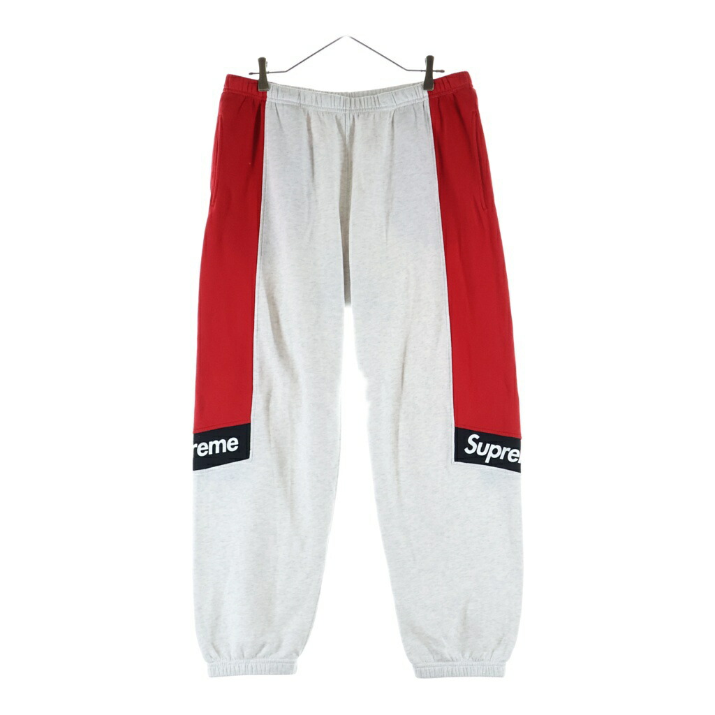 SUPREME(シュプリーム) 大きさ:M 20SS Color Blocked Sweatpant 色合い差しつかえる 片方ロゴタイプ スウェットパンツ 白いこと/赤いこと【中古】【座標軸B】【色合い白いこと】【取りまわしバス発着場BRING THRIFT CLOSET 幕張店】