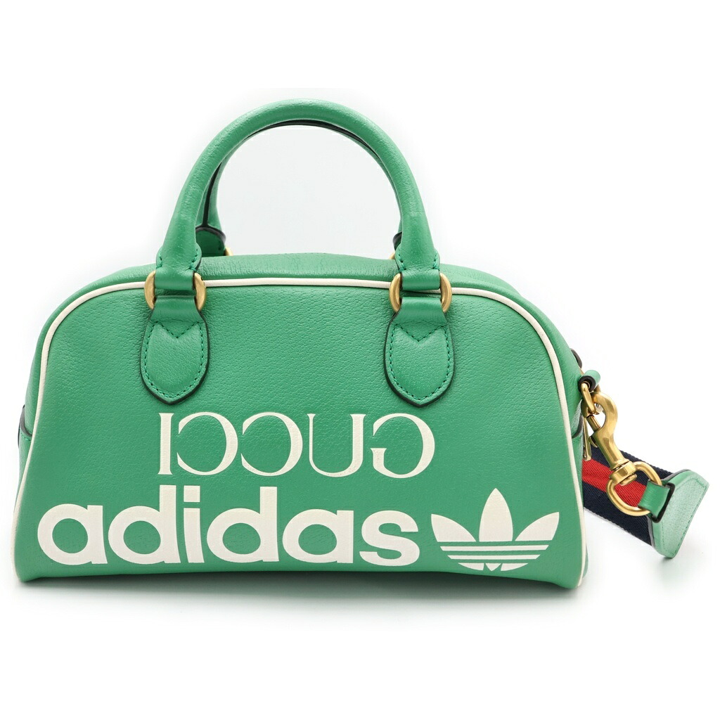 GUCCI(グッチ) ×adidas 2WAY ダッフル なめし革ボストンバッグ ショルダーバッグ 緑であること 727558【中古】【度合いA】【色つや緑であること】【取りまわしバス発着場新宿】