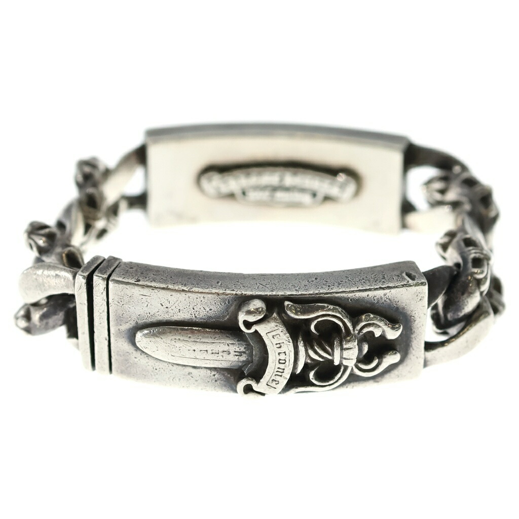 CHROME HEARTS(クロムハーツ) ID DBL FLRL DGGR FANCY ダブルID フローラルダガー ファンシー 腕輪 しろがね色【中古】【座標軸B】【色合いしろがね色】【取りまわしバス発着場原宿】
