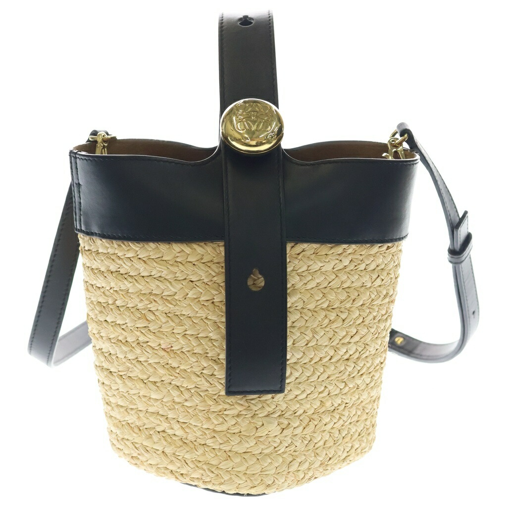 LOEWE(ロエベ) MINI PABBLE ミニ ペブル ロゴタイプひな型 井戸釣瓶 ショルダーバッグ ベージュ AANBBBMX082165【中古】【座標軸A】【色つやベージュ】【取りまわしバス発着場BRING横浜ビブレ店】