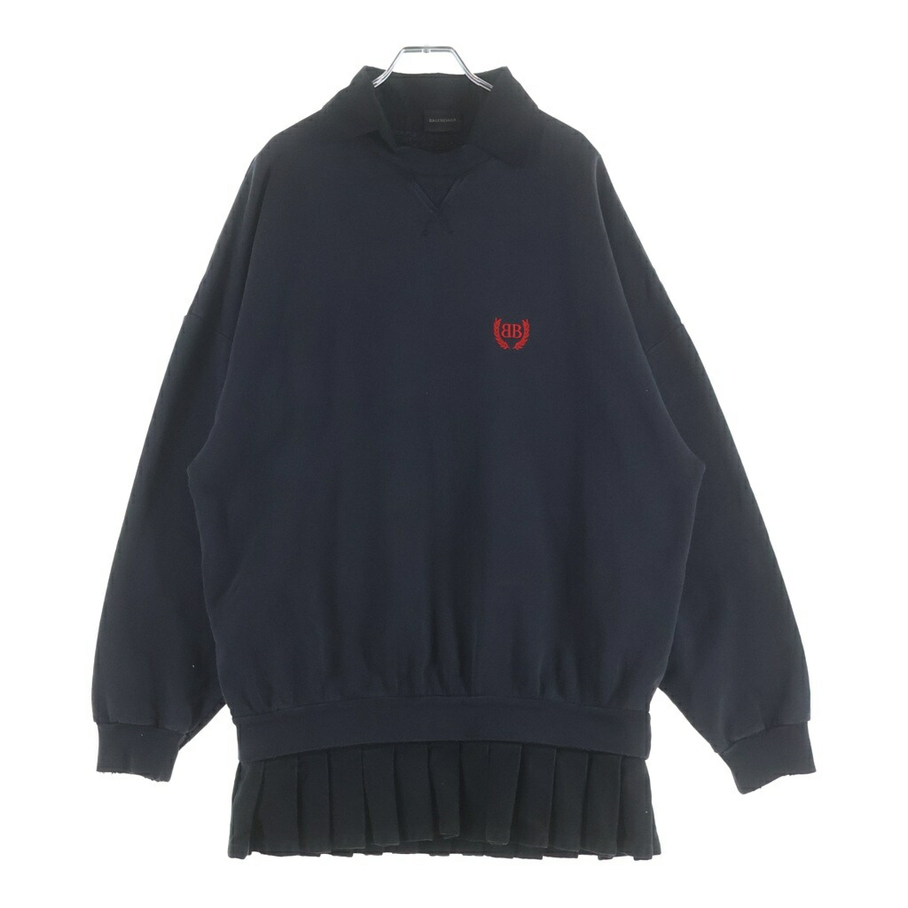 BALENCIAGA(バレンシアガ) 大きさ:L BBロゴタイプ刺しゅう プルオーバー色合い 筋目スコート プルオーバースウェット ミニ 衣装 薄墨色 レディース 838975【中古】【座標軸B】【色合い薄墨色】【取りまわしバス発着場BRING渋谷ANNEX店】