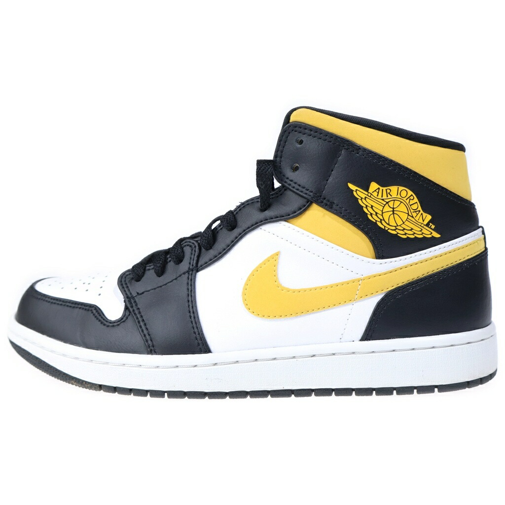 NIKE(ナイキ) 大きさ:28.0糎 AIR JORDAN 1 MID エアジョーダン1 ミッドカットスニーカー 白いこと/黒いこと/黄色 28糎/US10 554724-177【中古】【座標軸B】【色つや黄色】【オンライン押さえる商いもの】