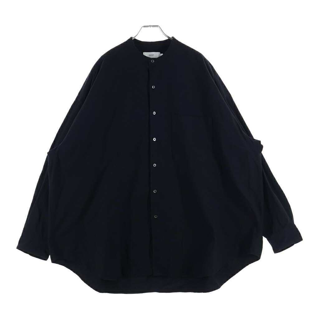 Graphpaper(グラフ記録調査報告) 大きさ:F 22AW Oxford Oversized Band Collar Shirt オックスフォード ダンス楽隊色合い GM223-50072B ロングスリーブシャツ 黒いこと【中古】【座標軸B】【色合い黒いこと】【オンライン制限事項商いもの】