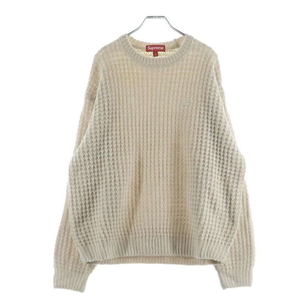SUPREME(シュプリーム) 大きさ:L 25AW small box waffle sweater 労働者の一団素っ首 スウェーター ローゲージニット ベージュ【中古】【座標軸A】【色つやベージュ】【オンライン押さえる商いもの】