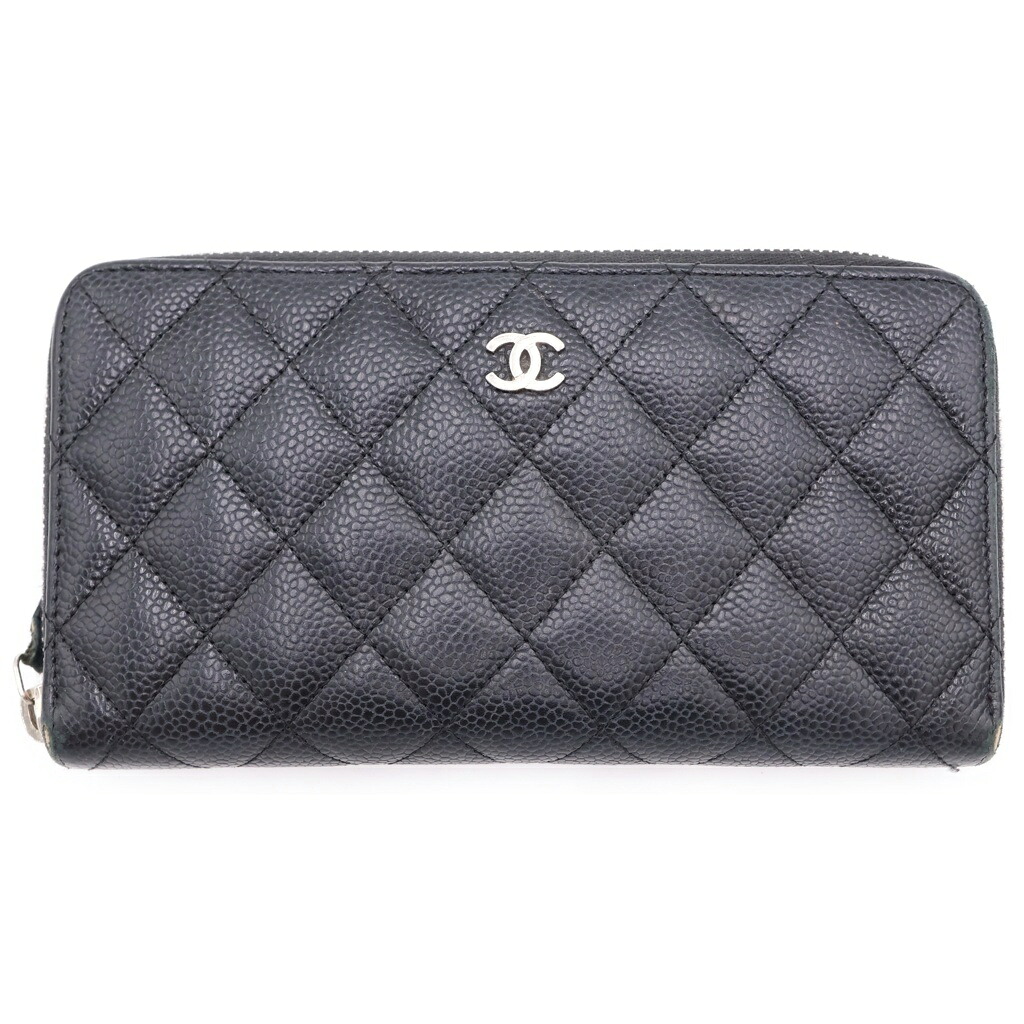 CHANEL(シャネル) サイズ:- マトラッセ ラウンドファスナー長財布 ロングウォレット カードケース ブラック キャビアスキン シルバー金具【中古】【程度B】【カラーブラック】【取扱店舗BRING福岡天神店】|ブランド買取・販売 BRING