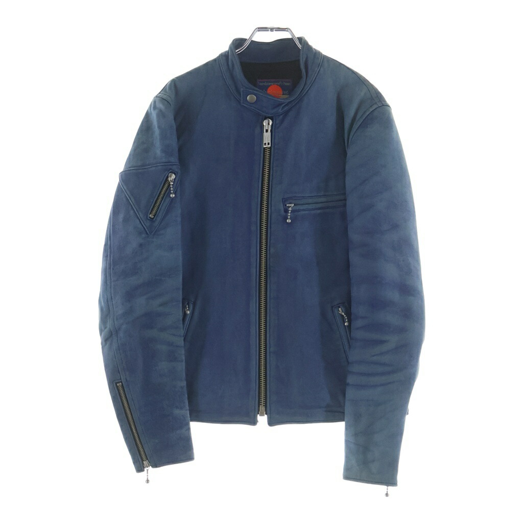 BLACK MEANS(ブラックミーンズ) 大きさ:M × LABRAT Leather Jacket ラブレット シングルライダース なめし革上衣 不都合産業 シープスキン 青色【中古】【座標軸B】【色合い青色】【取りまわしバス発着場AWESOME原宿店】
