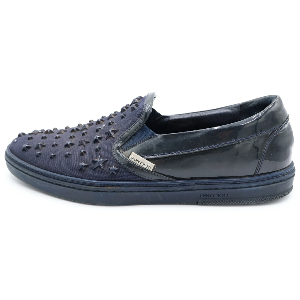 JIMMY CHOO(ジミーチュウ) 大いさ:42 スタースタッズ スリッポン ローカットスニーカー 黒いこと 42【中古】【座標軸B】【色合い黒いこと】【オンライン制限事項商いもの】