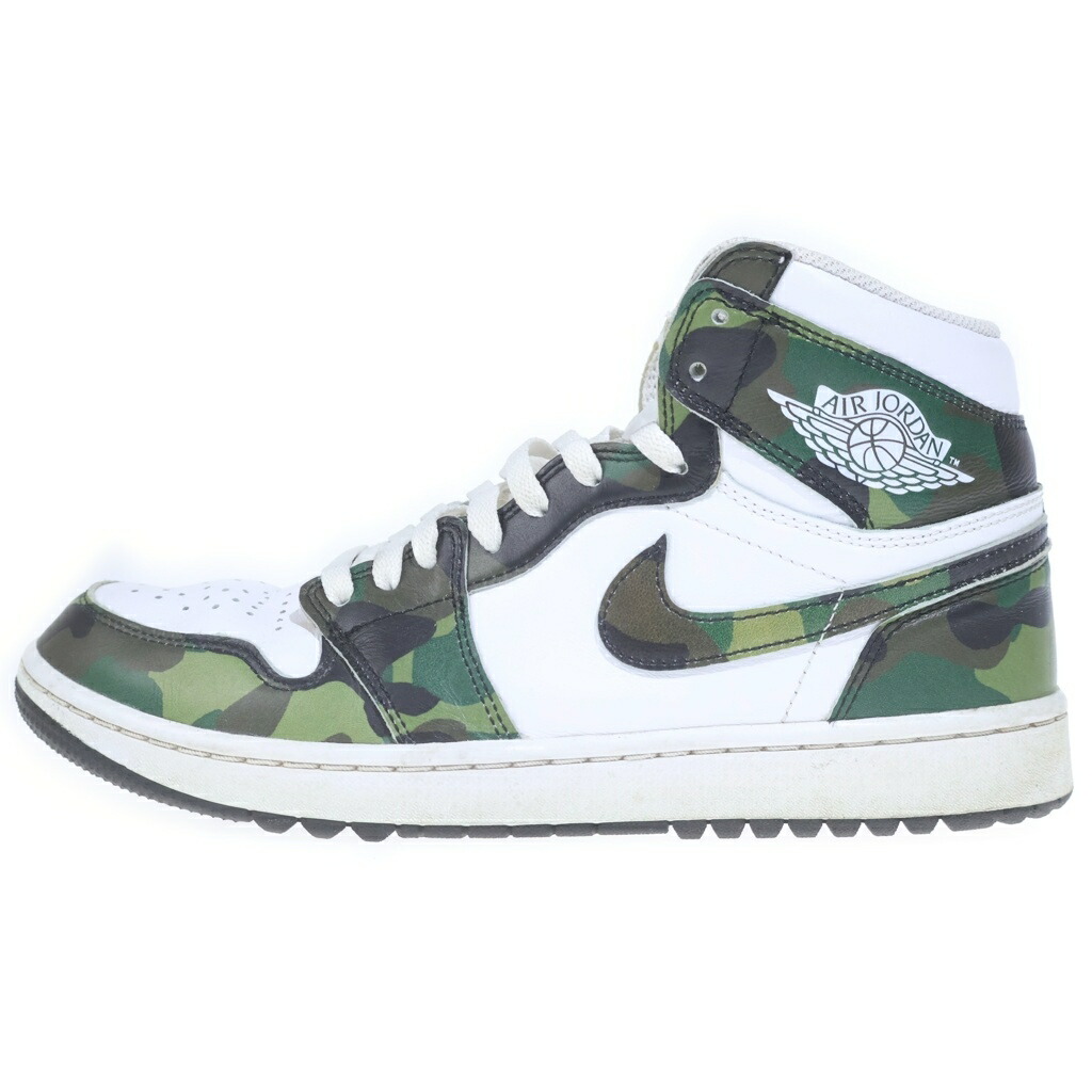 NIKE(ナイキ) 大きさ:28.5糎 AIR JORDAN 1 HIGH GOLF DQ0660-300 エアジョーダン1 ゴルフ ハイカットスニーカー US10.5/28.5糎 緑であること/白いこと【中古】【座標軸B】【色合い緑であること】【取りまわしバス発着場BRING THRIFT CLOSET あべの店】