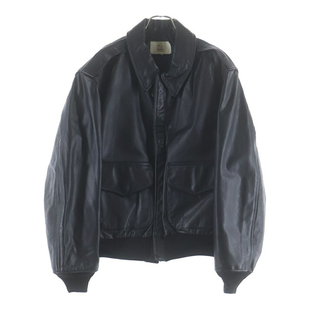 VINTAGE(ヴィンテージ) 大きさ:42 ORCHARD 果樹園 U.S. ARMY AIRFORCE TYPE A2 LEATHER FLIGHT JACKET レザーフライトジャケット ジップアップブルゾン 黒いこと【中古】【座標軸B】【色合い黒いこと】【オンライン押さえる商いもの】