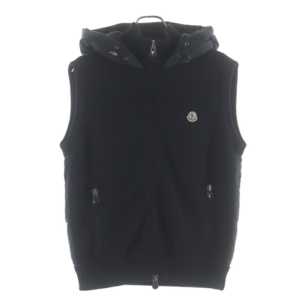 MONCLER(モンク軌跡) 大いさ:M MAGLIONE TRICOT GILET フロントロゴワッペン 編み物ナイロン ジップアップ 落ち込むより良い 黒いこと B20919413400 94111【中古】【座標軸B】【色合い黒いこと】【オンライン制限事項商いもの】