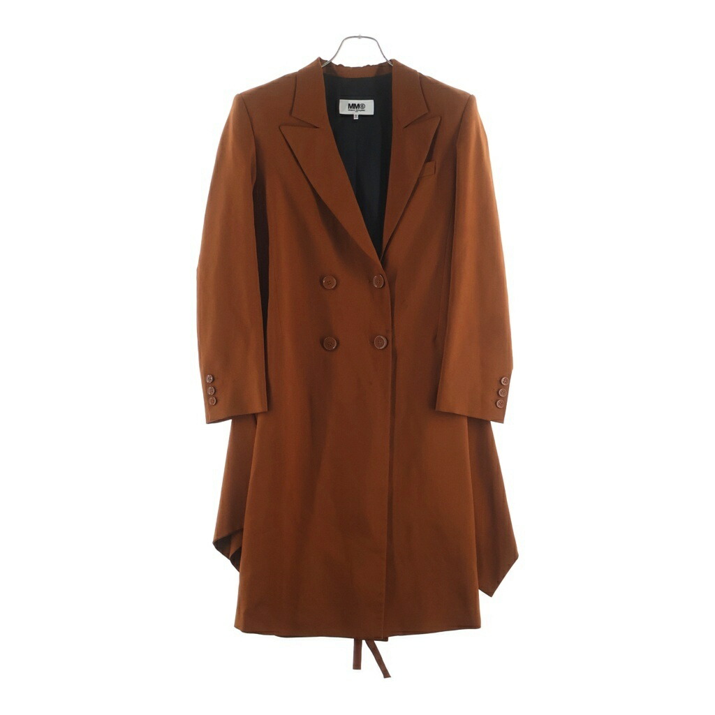 MM6 Maison Margiela(エムエムシックスメゾンマルジェラ) 大きさ:36 20SS DOUBLE BREASTED WOOL COAT ピークドラペル ダブル乳ぶさ 羊毛厚地の外套 オレンジ色 S52AA0093【中古】【度合いB】【色つやオレンジ色】【オンライン押さえる商いもの】