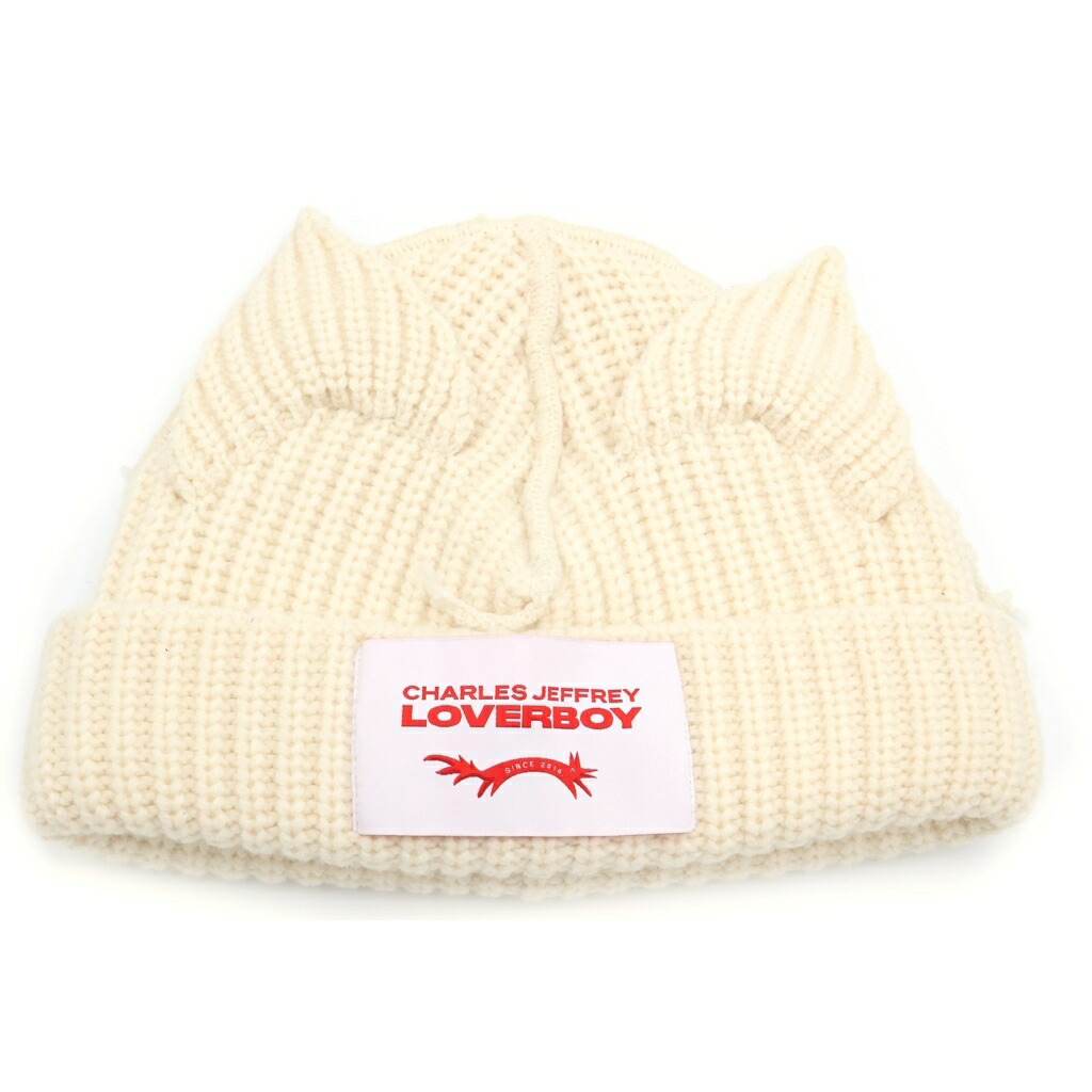 CHARLES JEFFREY LOVERBOY(チャールズジェフリーラバーボーイ) CHUNKY EARS BEANIE チャン足懸かり イアーズ 編み物 ビーニー かぶり笠 白いこと【中古】【座標軸A】【色合い白いこと】【オンライン制限事項商いもの】