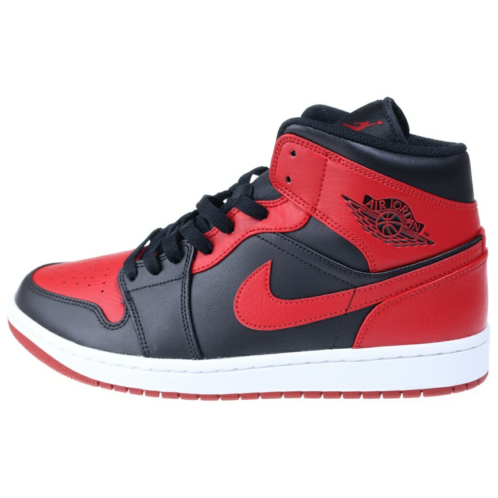 NIKE(ナイキ) 大いさ:28.0糎 AIR JORDAN 1 MID BRED 554724-074 エアージョーダン1 食麺麭 ミッドスニーカー シューズ 黒いこと/赤いこと US10/28糎【新古品/中古】【座標軸S】【色合い黒いこと】【オンライン制限事項商いもの】