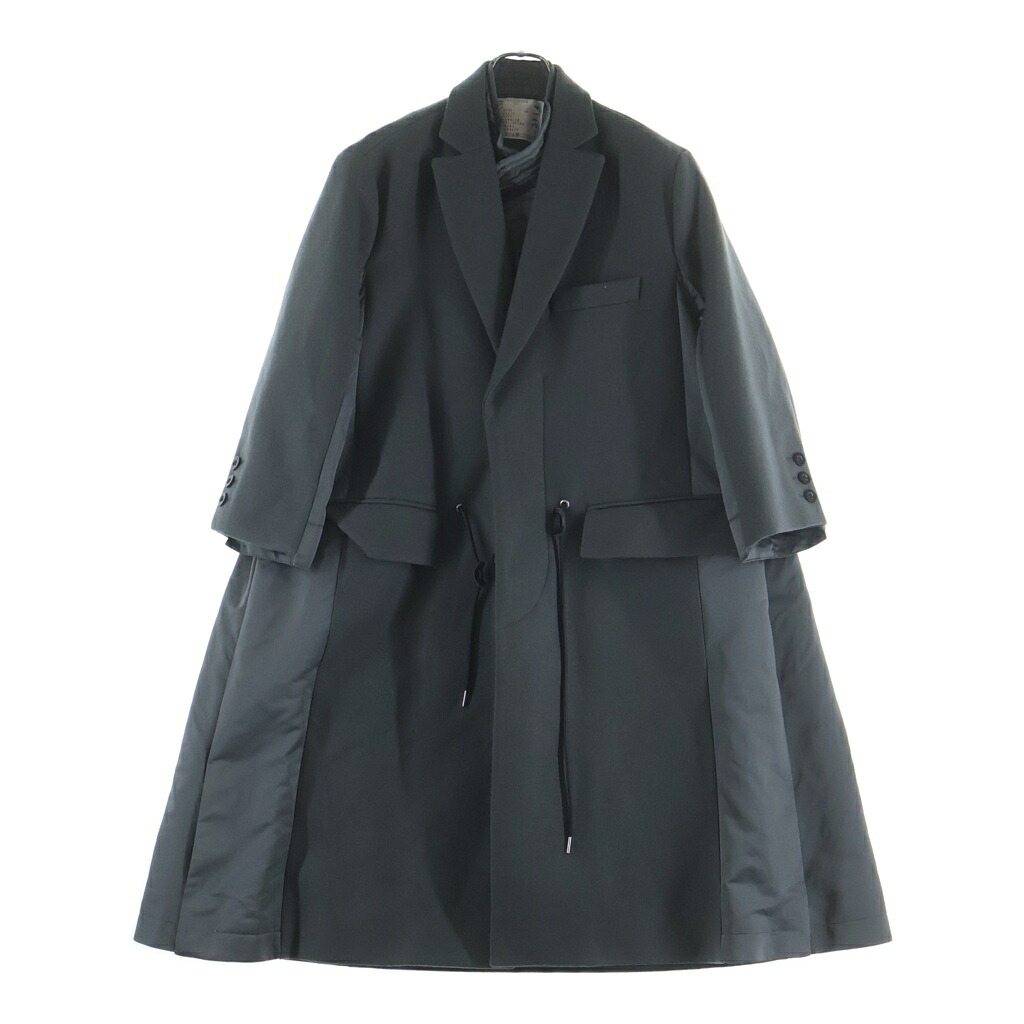 Sacai(サカイ) 大きさ:1 23AW 羊毛 ナイロン 縛 チェスターコート 薄墨色 23-03114M【新古品/中古】【度合いS】【色つや薄墨色】【オンライン押さえる商いもの】