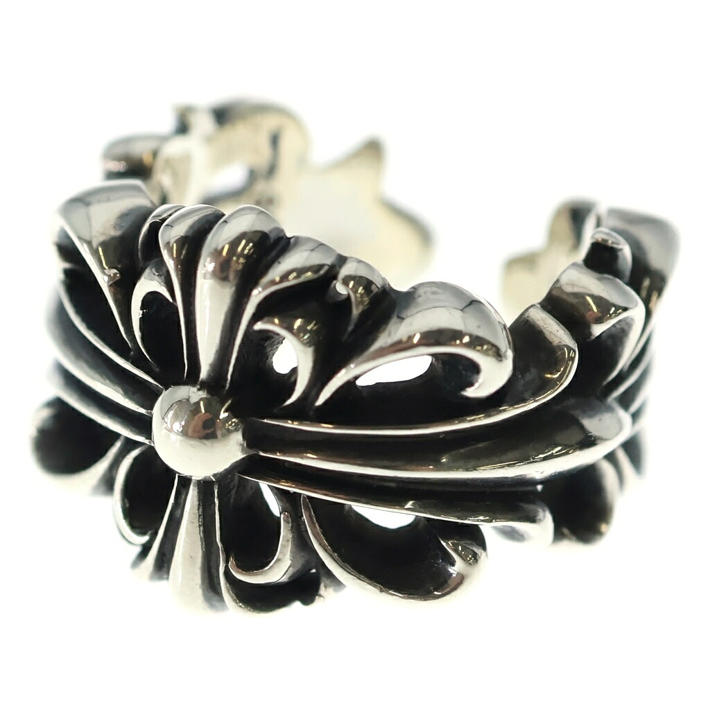 CHROME HEARTS(クロムハーツ) 大きさ:19.0号 DBL FLRL CRS ダブルフローラルクロス 輪っか しろがね色 BCA390【中古】【度合いA】【色つやしろがね色】【取りまわしバス発着場OneStyle新宿店】