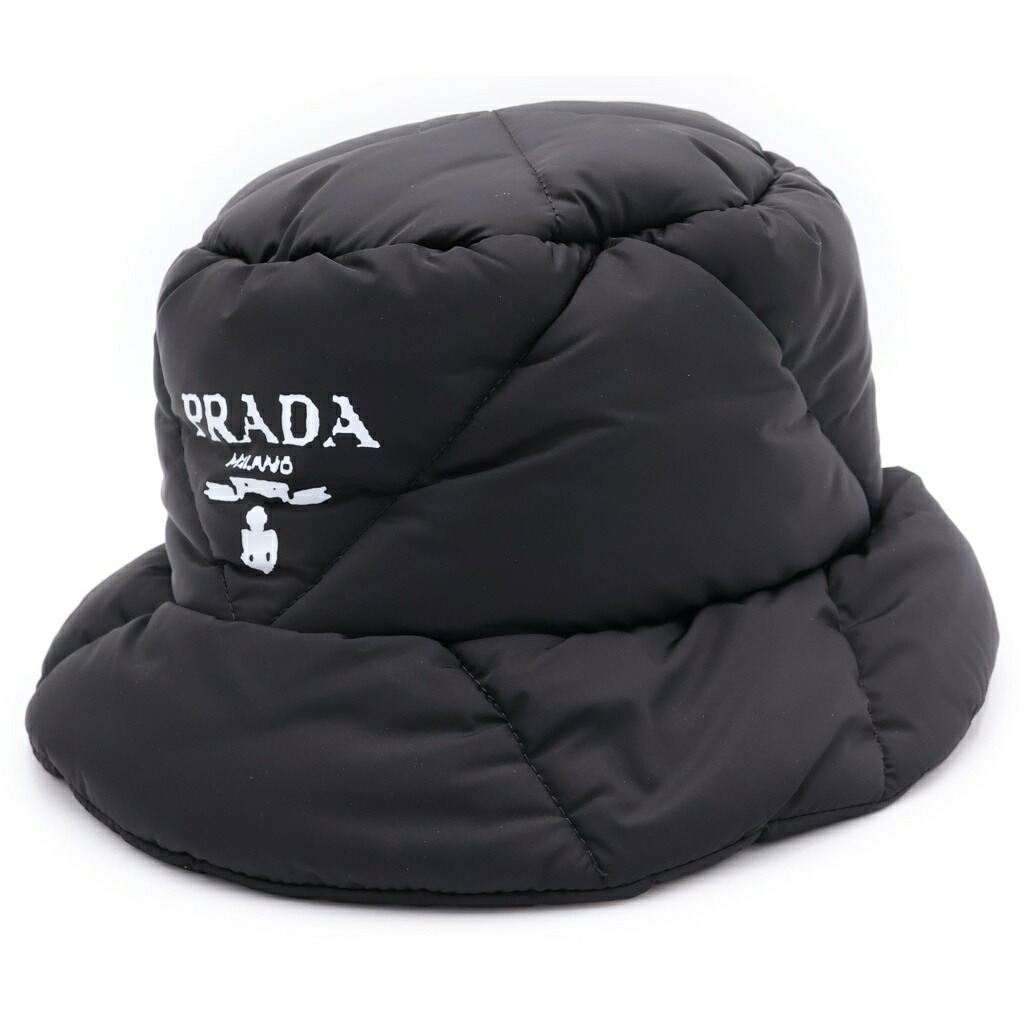 PRADA(プラダ) 大きさ:XL 22AW Padded Re-Nylon Bucket Hat パデッド リナイロンバケットハット かぶり笠 ロゴタイプ 黒いこと 2HC252 IYK【中古】【座標軸A】【色合い黒いこと】【オンライン制限事項商いもの】