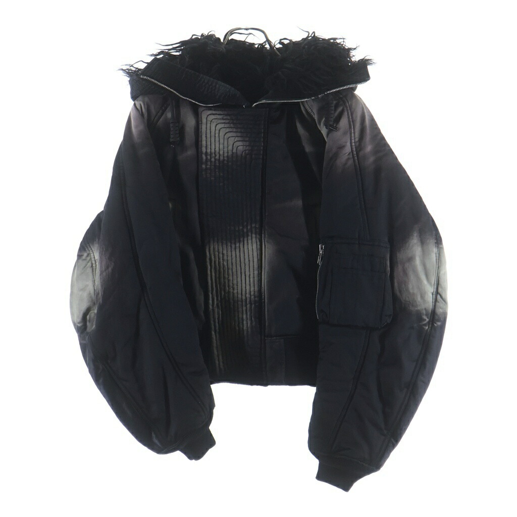 FILTH(フィルス) サイズ:2 25AW SUN FADED N2-B BOMBER JACET サンフーデット ボンバージャケット ジップアップ フーディ ファー ブラック 252FLBL-01【中古】【程度B】【カラーブラック】【オンライン限定商品】|ブランド買取・販売 BRING