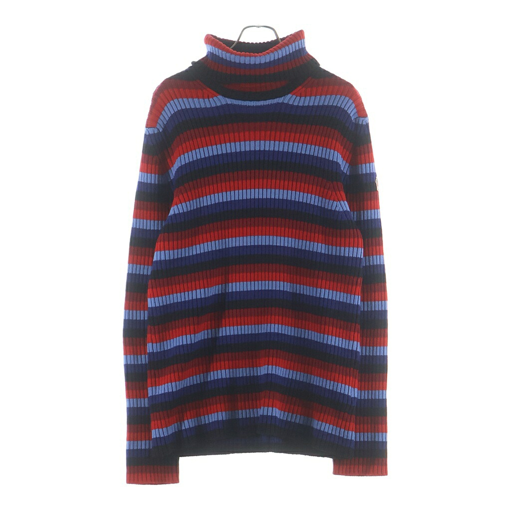 MONCLER(モンク線路) 大きさ:XL 18AW MAGLIONE TRICOT CICLISTA Turtle Neck Knit Sweater タートルネックニットセーター ボーダーニットセーター D20979203100 マルチ【中古】【座標軸B】【色合いマルチ色合い】【オンライン制限事項商いもの】