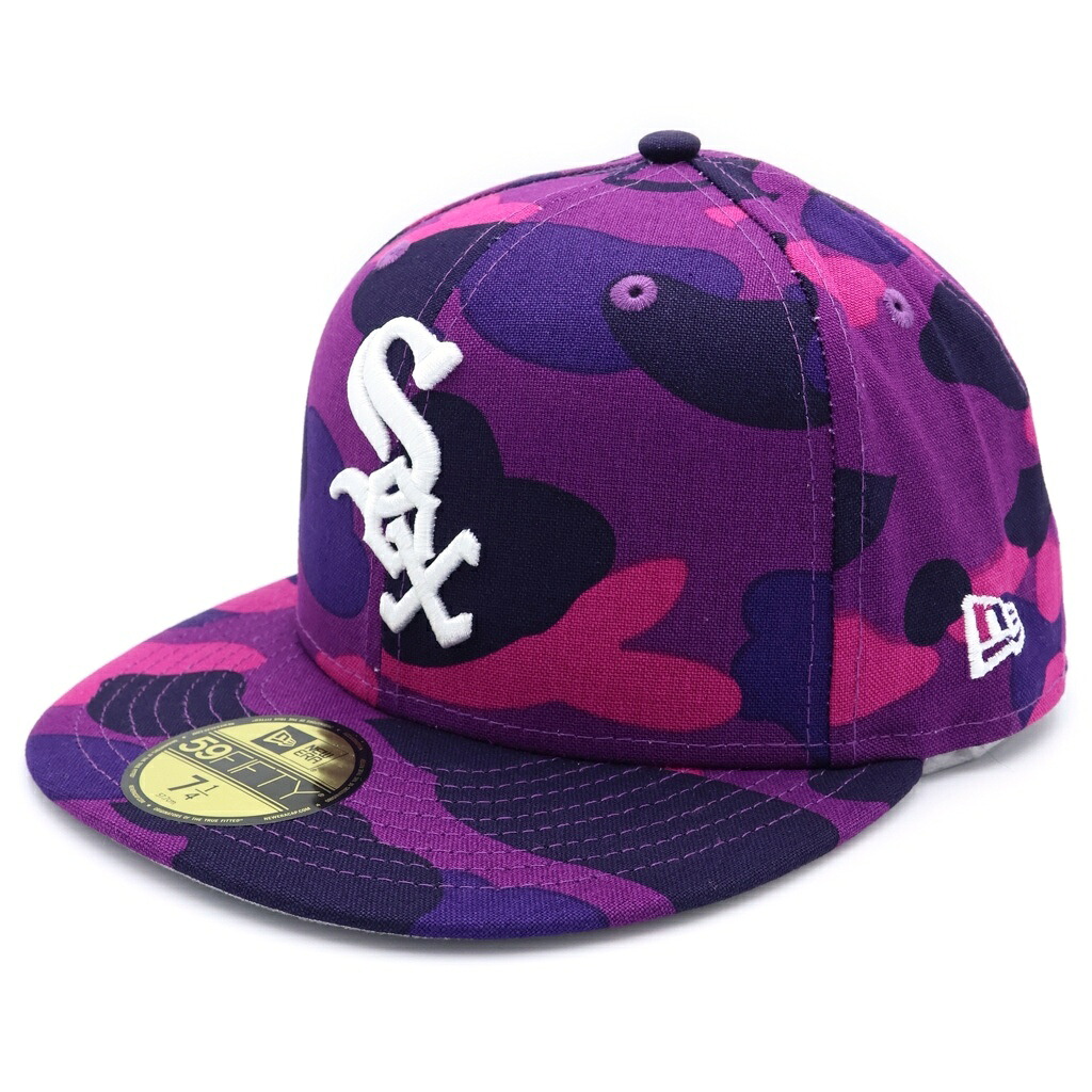 A BATHING APE(アベイシングエイプ) サイズ:7 1/4 &times;MLB &times;NEW ERA BASEBALL CAP メジャーリーグ ニューエラ シカゴ ホワイトソックス ベースボールキャップ カモフラ パープル【新古品/中古】【程度S】【カラーパープル】【取扱店舗原宿】｜ブランド買取・販売　BRING