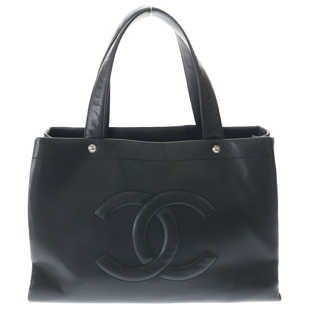 CHANEL(シャネル) ココマーク トートバッグ ハンドバック 黒いこと キャビア人はだ A46566 しろがね色金具【中古】【座標軸A】【色つや黒いこと】【取りまわしバス発着場BRING：RED新宿東口店】