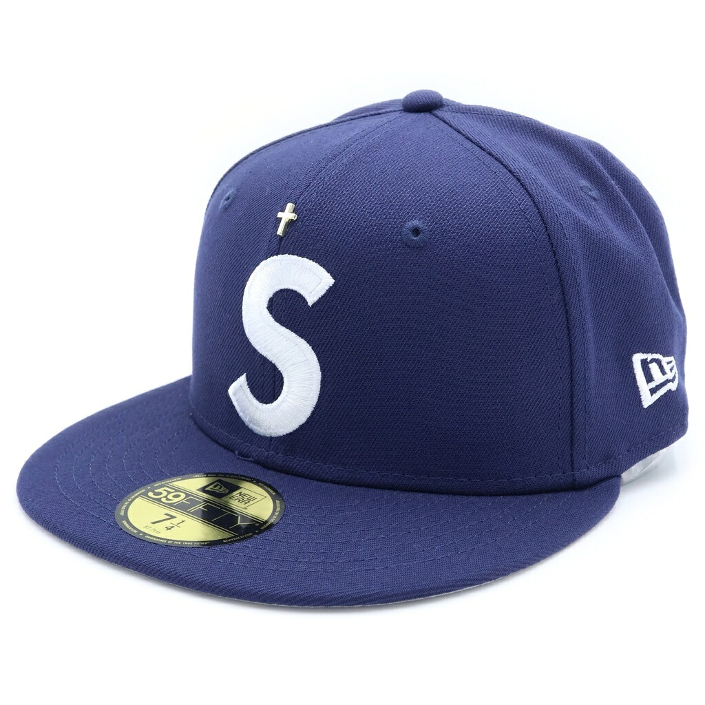 SUPREME(シュプリーム) 大きさ:7 1/4 24SS ×NEW ERA Gold Cross S Logo ニュー内鰓 ゴールド差し交わす Sロゴタイプ 野球旗がしら かぶり笠 米国海軍【新古品/中古】【座標軸S】【カラーネイビー】【取りまわしバス発着場原宿】
