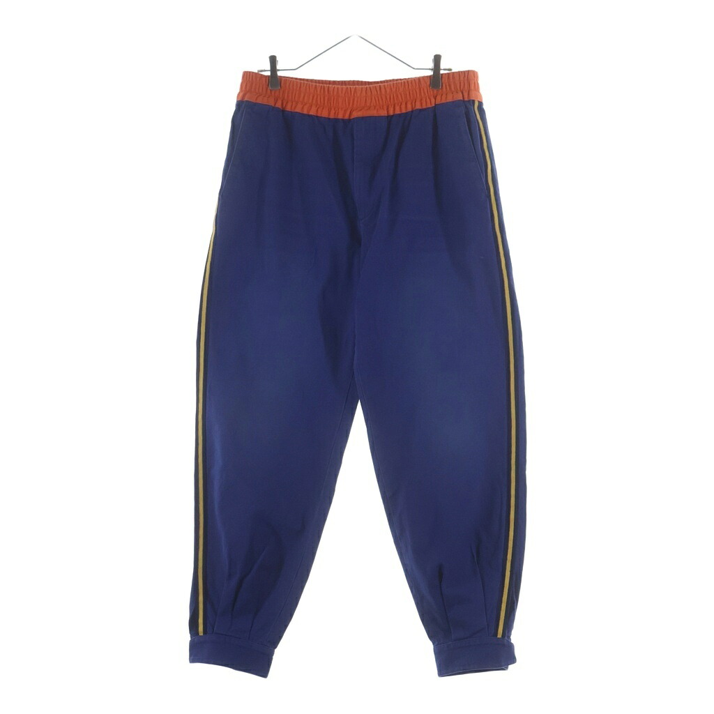 GUCCI(グッチ) 大きさ:50 ■サイドラインパンツ 青碧×オレンジ色 ポリエステル 660067【中古】【度合いB】【カラーネイビー】【取りまわしバス発着場BRING横浜ビブレ店】