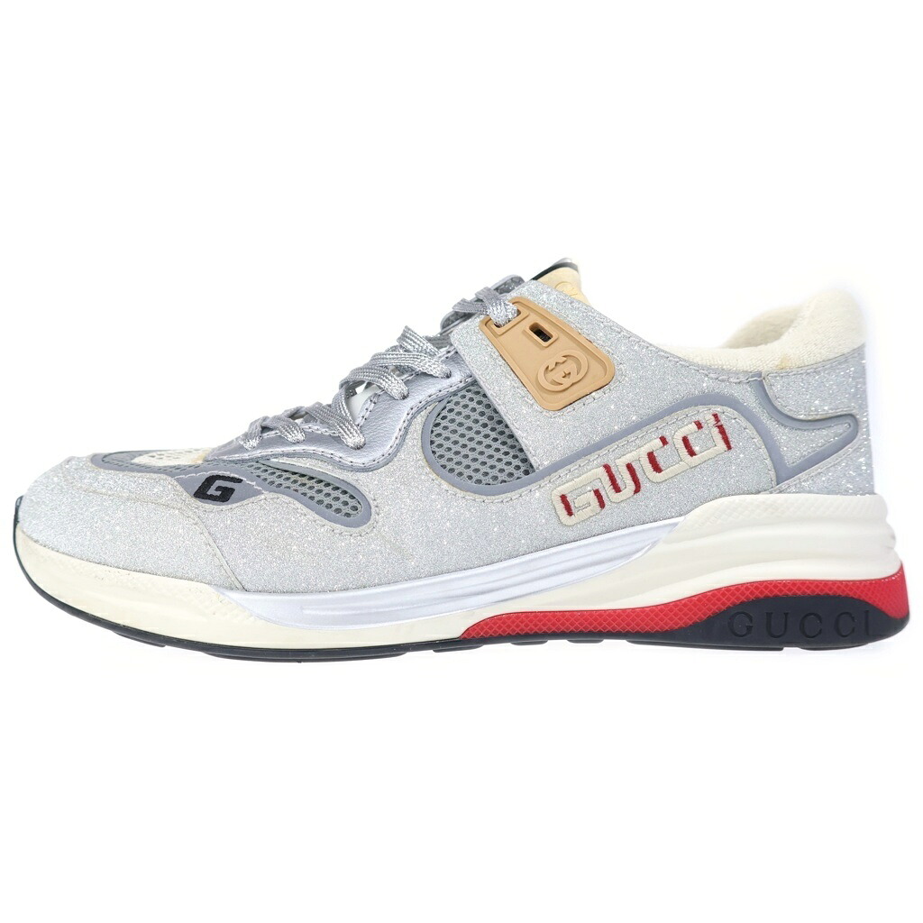 GUCCI(グッチ) 大きさ:7.5 ウルトラ歩み ローカットシューズ スニーカー しろがね色【中古】【度合いB】【色つやしろがね色】【オンライン押さえる商いもの】