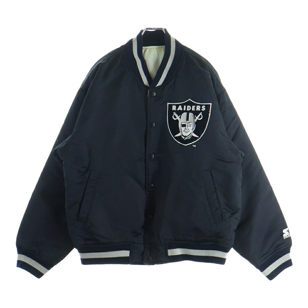 NFL(エヌエフエル) 大きさ:L RAIDERS CHALK LINE USA製 レイダース 車輪止め 伝達ルート ロゴタイプ紋章 ナイロン 闘技場 上衣 黒いこと/薄墨色【中古】【度合いB】【色つや黒いこと】【オンライン押さえる商いもの】
