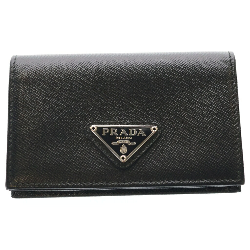 PRADA(プラダ) サフィアーノトライアングル 歌留多容れもの 名刺入れ 黒いこと 1MC110【中古】【度合いA】【色つや黒いこと】【取りまわしバス発着場渋谷】