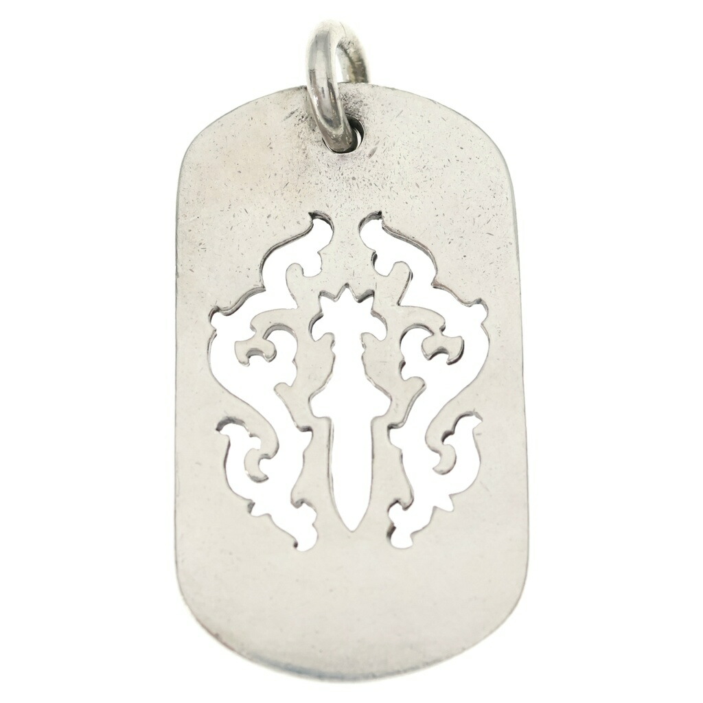 CHROME HEARTS(クロムハーツ) LARGE D TAG LRG DAGGER ダガーカットアウトドッグタグ ラージドッグタグ 首飾りとっ始め 年寄りの【中古】【度合いB】【色つやしろがね色】【取りまわしバス発着場渋谷】