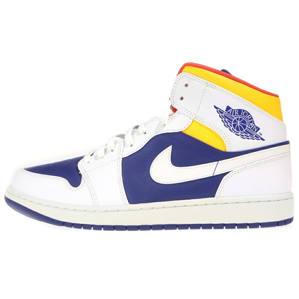 NIKE(ナイキ) 大きさ:32.0糎 AIR JORDAN 1 MID WHITE NAVY YELLOW エアジョーダン1 ミッドカットスニーカー 白いこと/青色 US14/32糎 554724-131【新古品/中古】【座標軸S】【色合い白いこと】【オンライン制限事項商いもの】