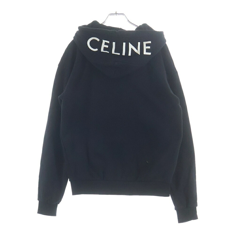 CELINE(セリーヌ) 大きさ:XS フードロゴプリント ジップアップパーカー フーディ 黒いこと【中古】【座標軸A】【色合い黒いこと】【取りまわしバス発着場渋谷】