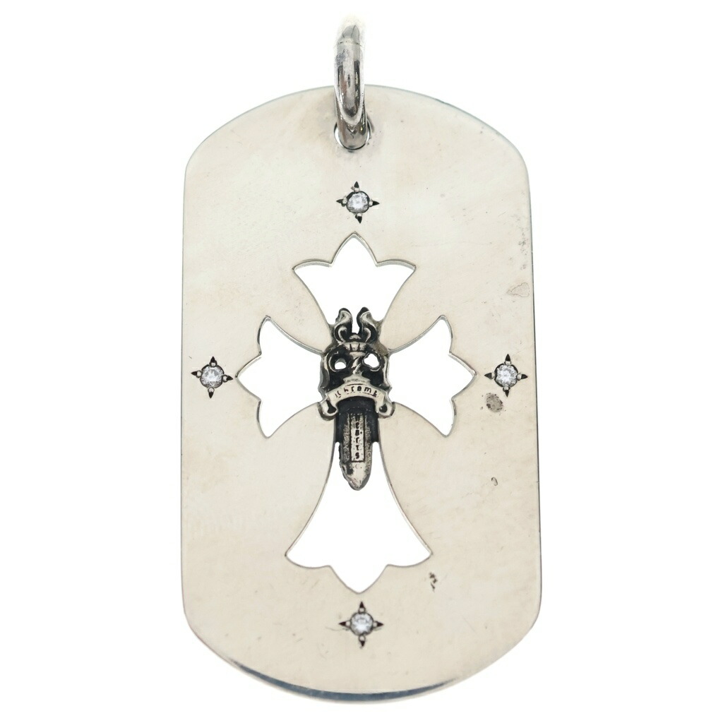 CHROME HEARTS(クロムハーツ) D TAG LRG FLE DAG AFTER 4P DIA太陽フレア ダガー アフター 4P金剛石 ラージ ドッグタグ シャンデリヤいの一番 しろがね色【中古】【座標軸B】【色合いしろがね色】【取りまわしバス発着場BRING横浜ビブレ店】