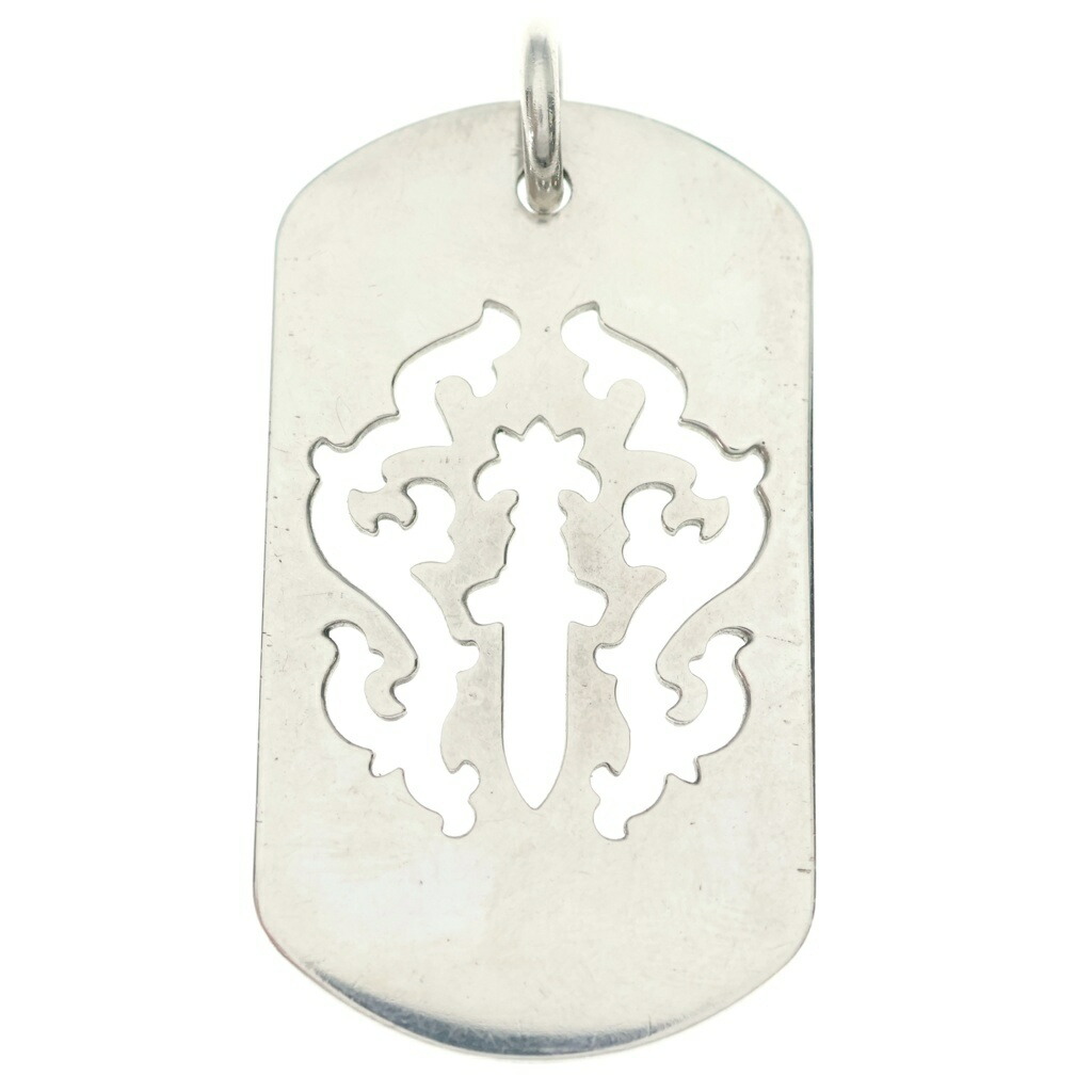 CHROME HEARTS(クロムハーツ) D TAG LRG DAGGER ダガーカットアウトドッグタグ ラージドッグタグネックレストップ【中古】【度合いB】【色つやしろがね色】【取りまわしバス発着場OneStyle原宿店】