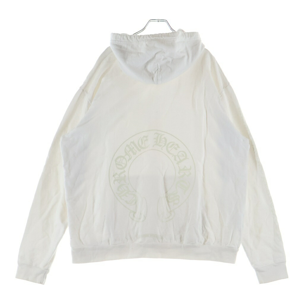 CHROME HEARTS(クロムハーツ) 大いさ:L WWW.CHROMEHEARTS.COM HOODIE オンライン制限事項ホースシューバックプリントプルオーバーパーカー 白いこと【中古】【座標軸B】【色合い白いこと】【取りまわしバス発着場BRING梅田茶屋町店】