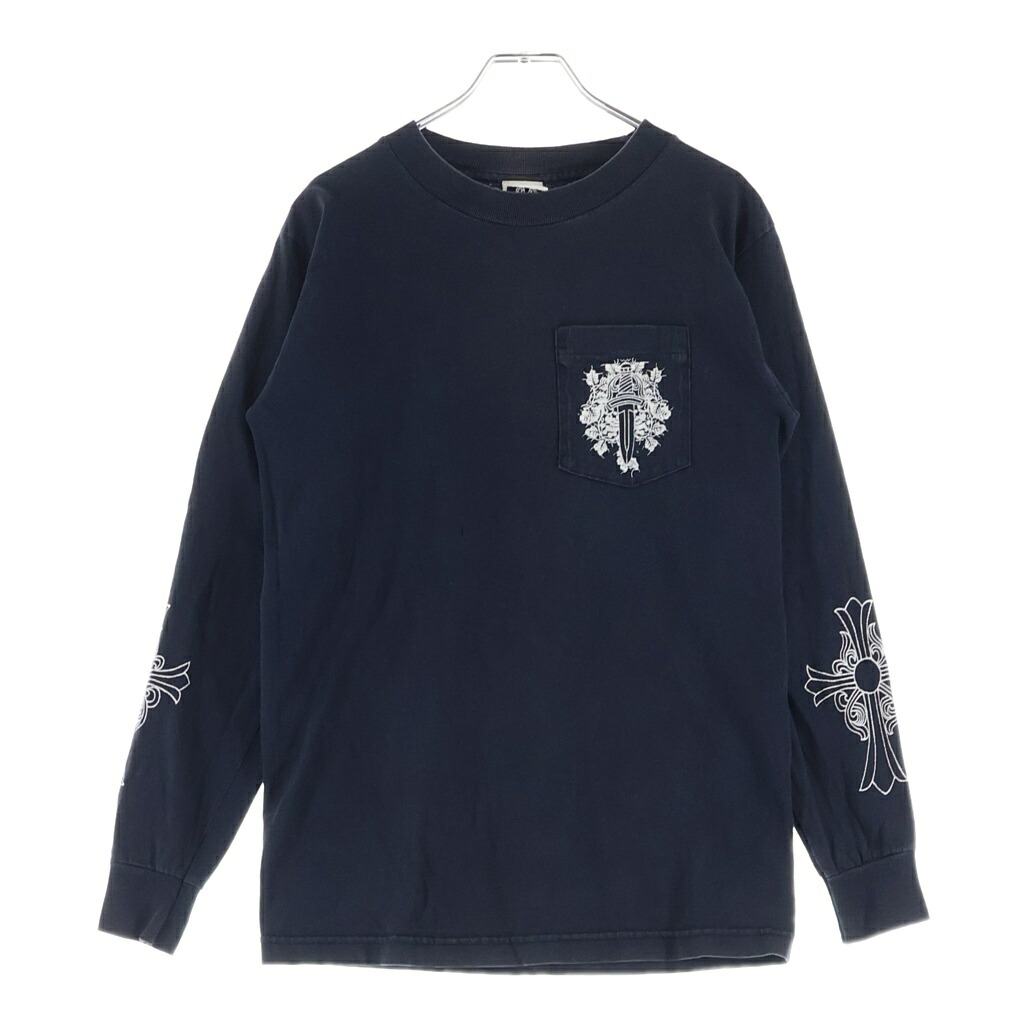 CHROME HEARTS(クロムハーツ) 大きさ:S OLD DAGGER LOGO L/S TEE 年寄りの ダガーロゴプリント 長袖プルオーバーカットソー 黒いこと【中古】【座標軸B】【色つや黒いこと】【取りまわしバス発着場BRING亜米利加村店】