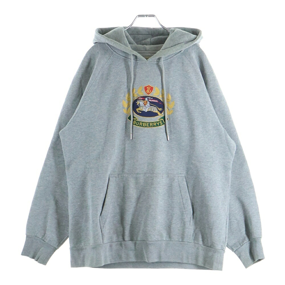 BURBERRY LONDON(バーバリーロンドン) サイズ:M LOGO HOODIE 8003015 ロゴパッチ プルオーバーパーカー フーディー グレー【中古】【程度A】【カラーグレー】【オンライン限定商品】｜ブランド買取・販売　BRING