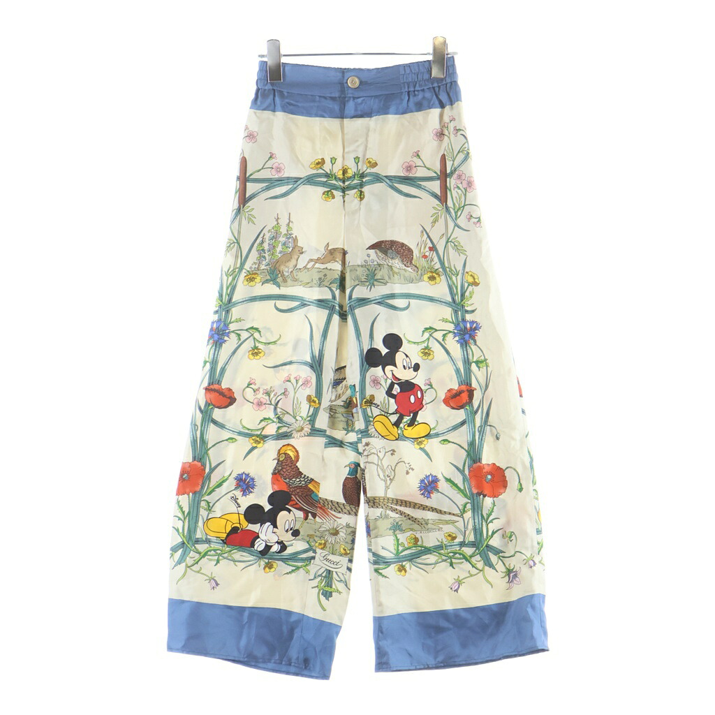 GUCCI(グッチ) サイズ:36 &times;Disney Mickey Mouse Printed Silk Pants ディズニー ミッキーマウス シルクパンツ マルチ 596961 ZADOP【中古】【程度A】【カラーマルチカラー】【取扱店舗原宿】｜ブランド買取・販売　BRING