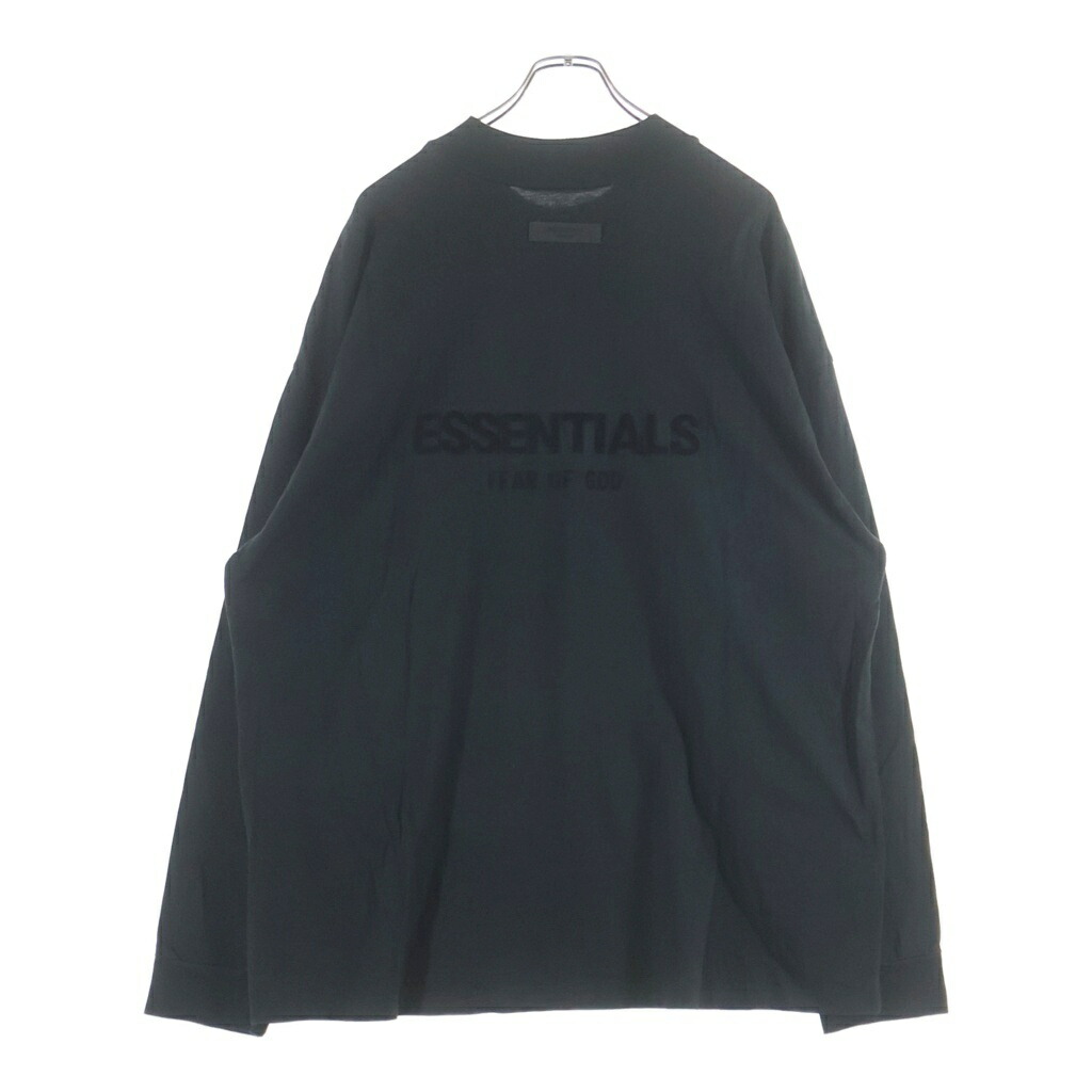 FEAR OF GOD ESSENTIALS(フィアオブゴッド エッセンシャルズ) 大いさ:XXL L/S T-SHIRT フェルトロゴタイプ 長袖ティーシャツ ロンT 黒いこと【中古】【座標軸A】【色合い黒いこと】【取りまわしバス発着場原宿】