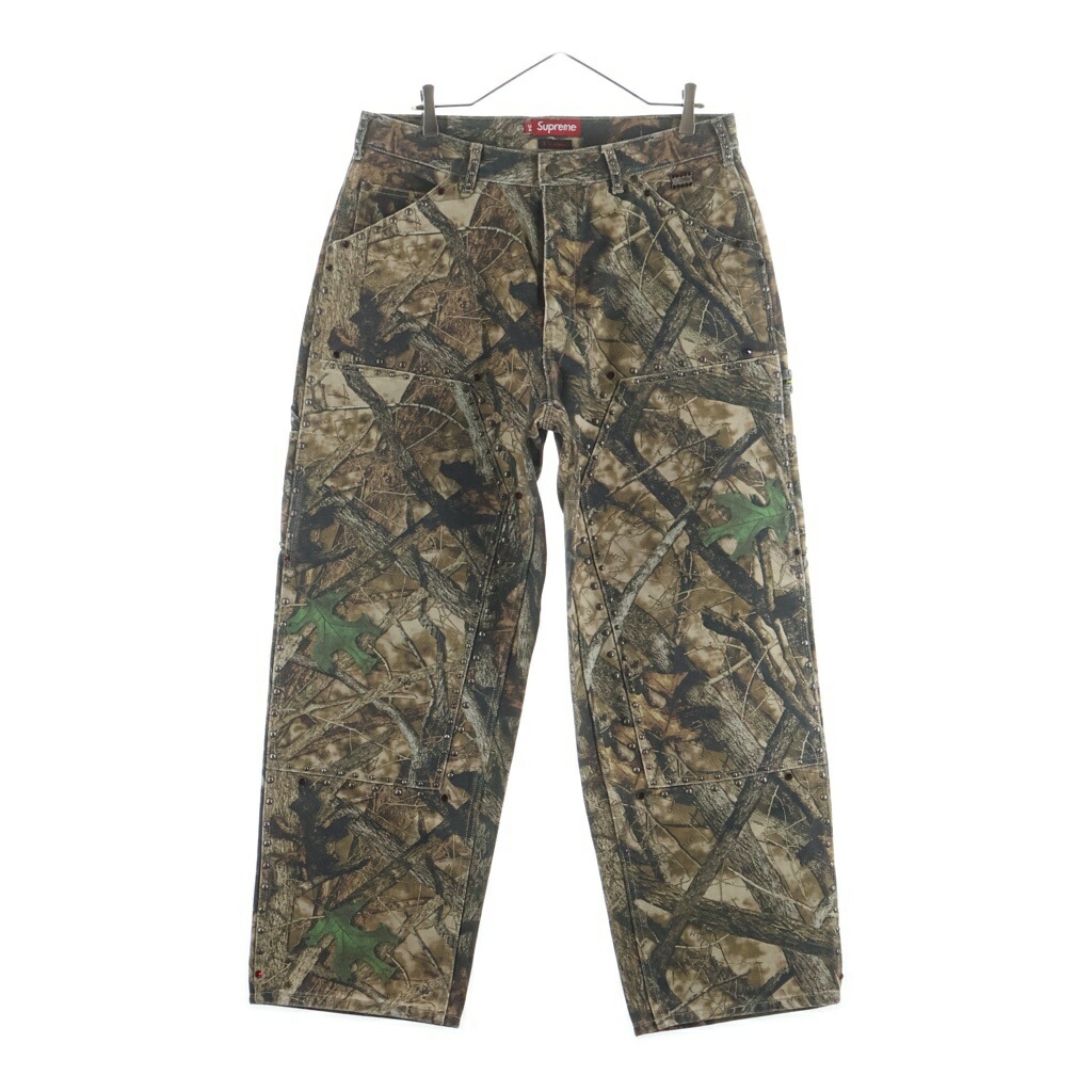 SUPREME(シュプリーム) 大きさ:34 24AW ×B.B. Simon Studded Double Knee Painter Pant TrueTimber HTC Fall Camo ビービーサイモン 化けの皮 変装 スタッズ ダブルニー ペインターパンツ【中古】【座標軸A】【色つやカーキ】【取りまわしバス発着場原宿】