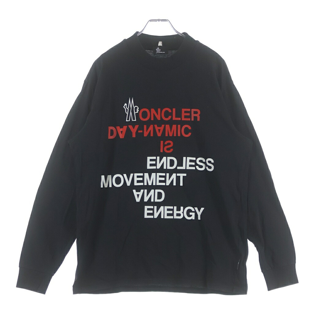 MONCLER(モンクレール) サイズ:L T-SHIRT MANICA LUNGA フロントプリント クルーネック長袖カットソー ロングスリーブTシャツ ブラック H20978D00002【中古】【程度B】【カラーブラック】【取扱店舗BRING梅田茶屋町店】｜ブランド買取・販売　BRING