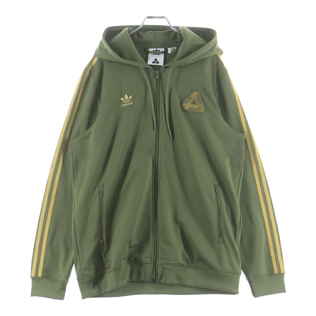 Palace Skateboards(パレススケートボーズ) 大きさ:L ×ADIDAS FIREBIRD TRACK JACKET 九重の天 刺しゅうロゴタイプ フーデッド 貨物自動車上衣 カーキ IJ9805【中古】【座標軸B】【色合いカーキ】【取りまわしバス発着場BRING亜米利加村店】