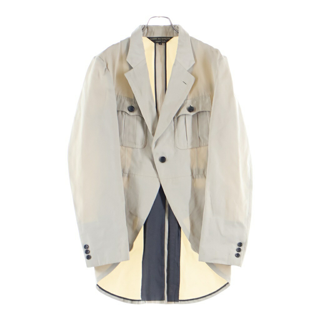 COMME des GARCONS HOMME PLUS(コムデギャルソンオムプリュス) 大きさ:L 03SS デイタイムイヴニング期 燕尾 テーラードジャケット マルチ衣嚢 ベージュ PI-J067【中古】【座標軸B】【色合いベージュ】【取りまわしバス発着場AWESOME原宿店】