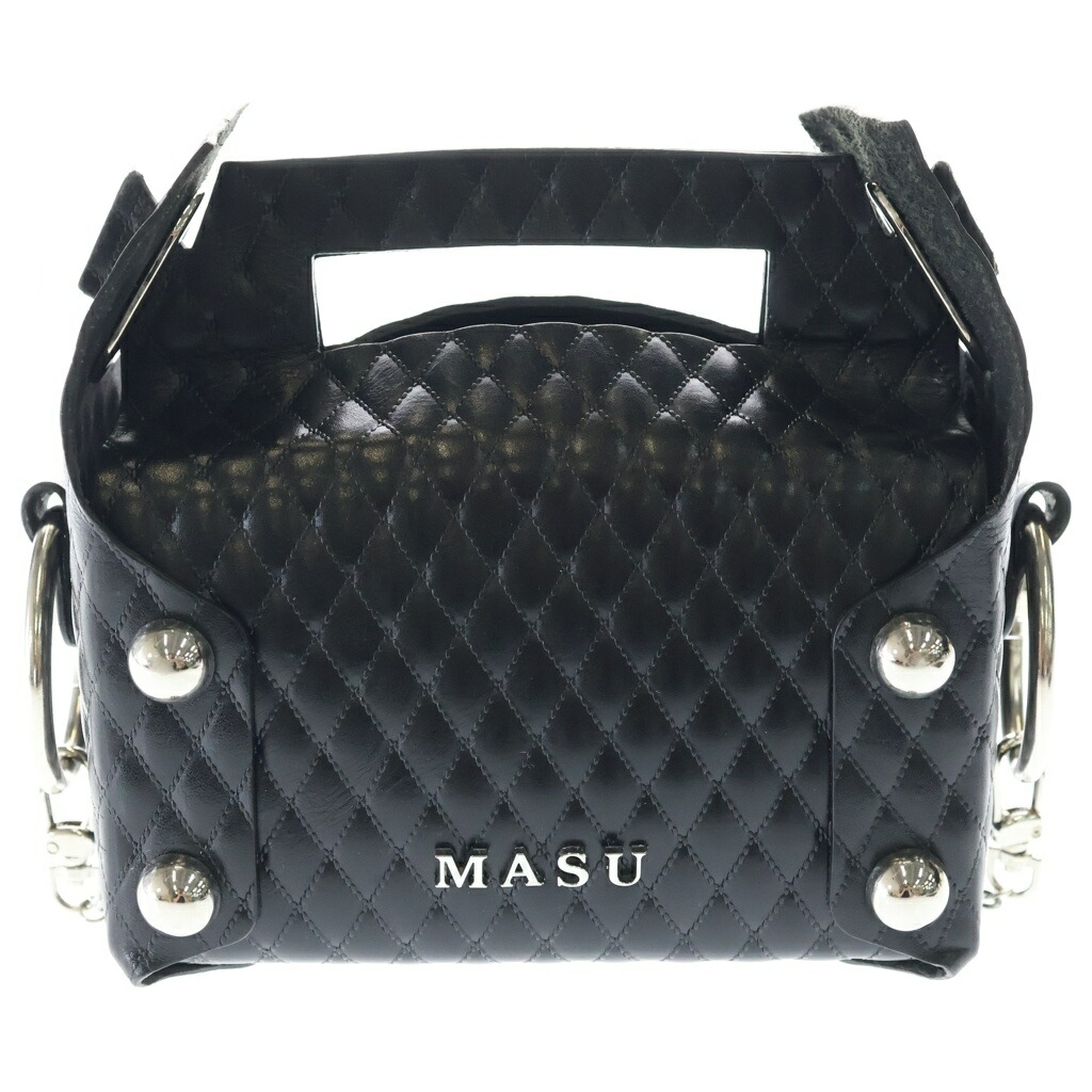 MASU(エムエーエスユー) LEATHER CAKE MINI BAG チェーン店ショルダーバッグ キルティング 黒いこと【中古】【座標軸B】【色つや黒いこと】【取りまわしバス発着場BRING福岡天神店】