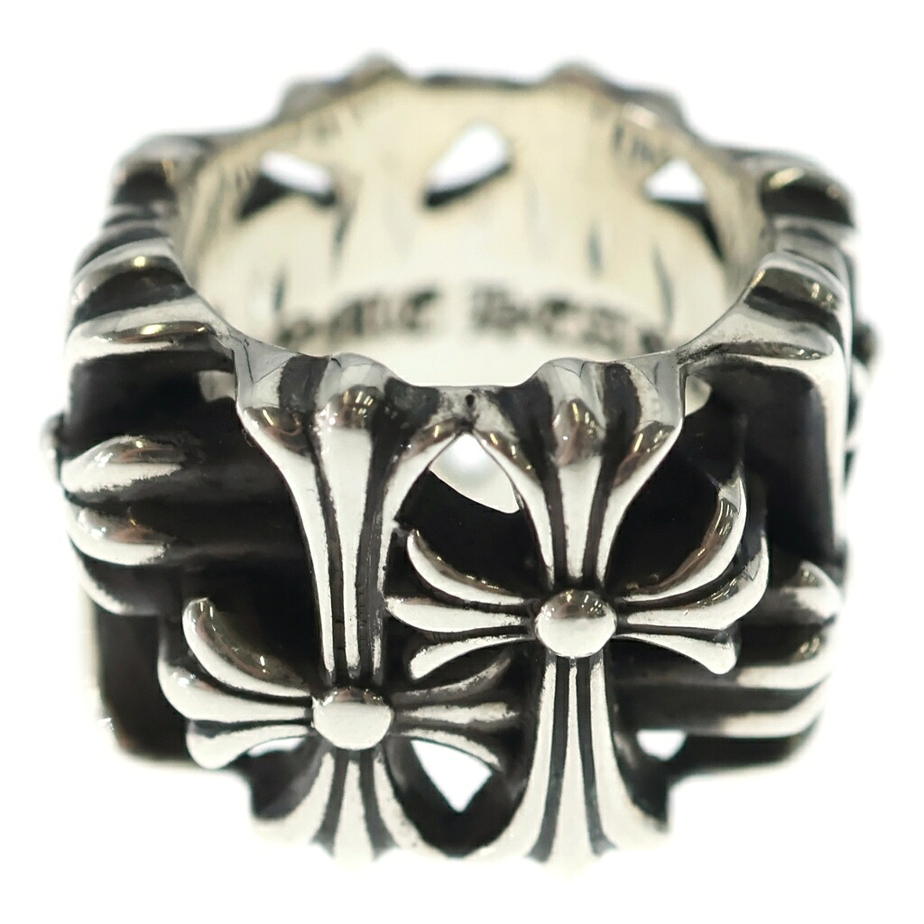 CHROME HEARTS(クロムハーツ) 大きさ:12.5号 SQUARE CEMETERY スクエアセメタリークロス しろがね色輪っか しろがね色【中古】【度合いB】【色つやしろがね色】【取りまわしバス発着場BRING福岡天神店】