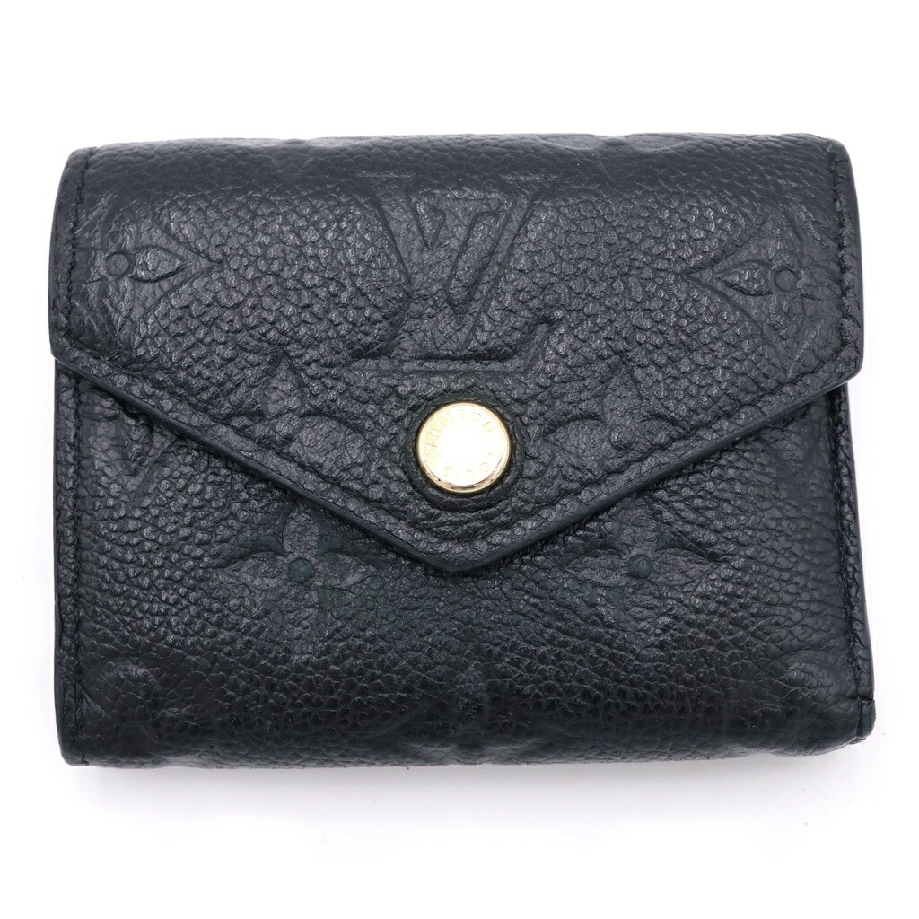 LOUIS VUITTON(ルイヴィトン) 大きさ:- モノグラムアンプラント ポルトフォイユヴィクトリーヌ ミニ紙入れ コンパクトウォレット コインケース 黒いこと なめし革 M64060 ゴールド金具【中古】【座標軸B】【色つや黒いこと】【取りまわしバス発着場BRING聖堂店】