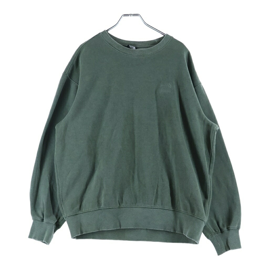 SUPREME(シュプリーム) 大きさ:S 21SS ×THE NORTH FACE Pigment Printed Crewneck 北の方人間の顔 ロゴタイプ刺しゅう クルーネックスウェットトレーナー カーキ NT12102I【中古】【座標軸A】【色つやカーキ】【取りまわしバス発着場原宿】