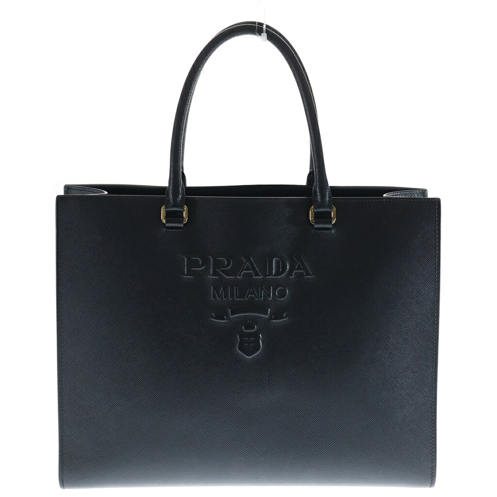 PRADA(プラダ) 大きさ:- サフィアーノ トートバッグ ハンドバック ショルダーバッグ 黒いこと なめし革 1BA335 ゴールド金具【中古】【座標軸A】【色つや黒いこと】【取りまわしバス発着場新宿】