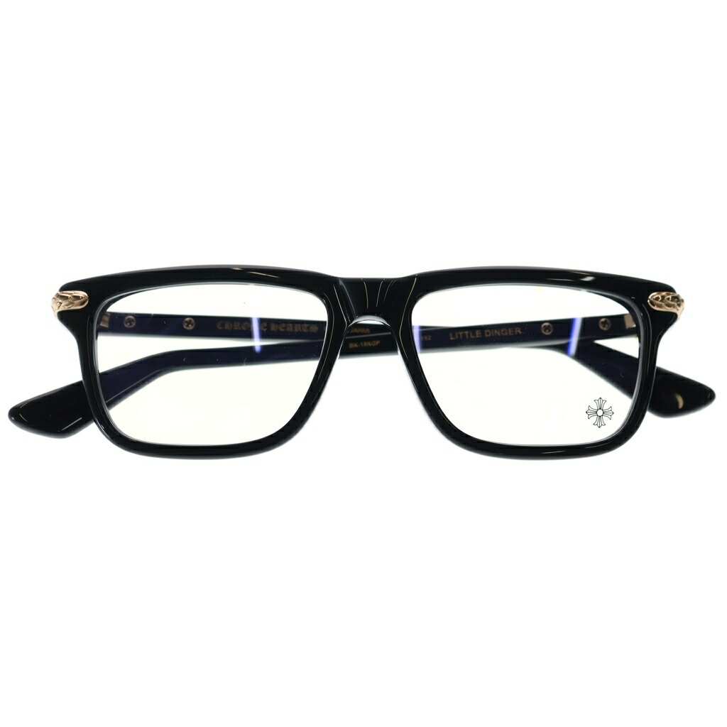 CHROME HEARTS(クロムハーツ) 大いさ:54□18ー152 LITTLE DINGER 真四角枠組み 黒眼鏡 眼鏡 黒いこと/ゴールド【新古品/中古】【座標軸S】【色合い黒いこと】【取りまわしバス発着場渋谷】